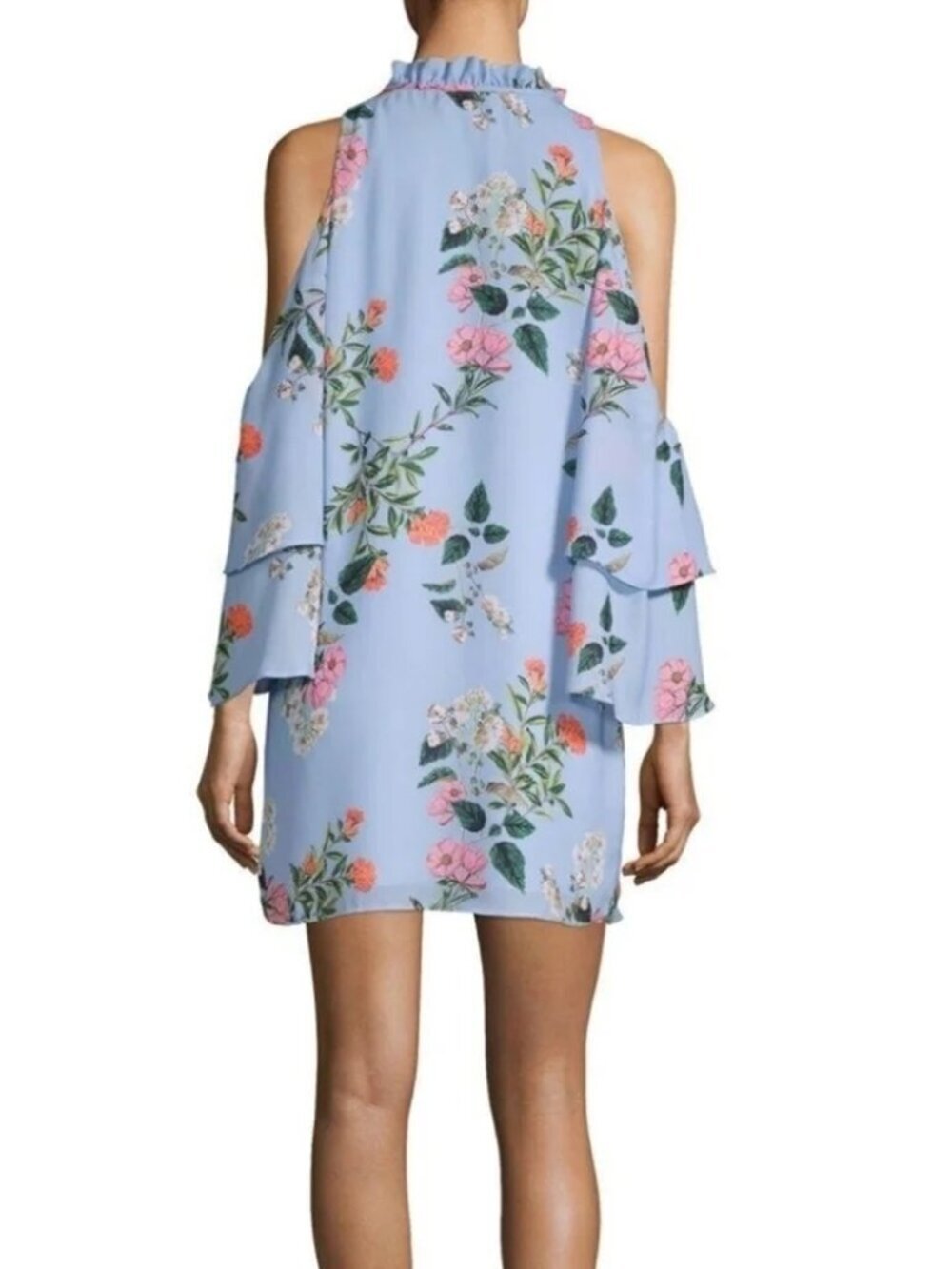 NWT Parker Sky Blue Floral Shoulder Dress Flowy Feminine Size 8 - Picture 10 of 12